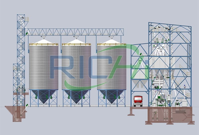 complete feed mill factory with silo system