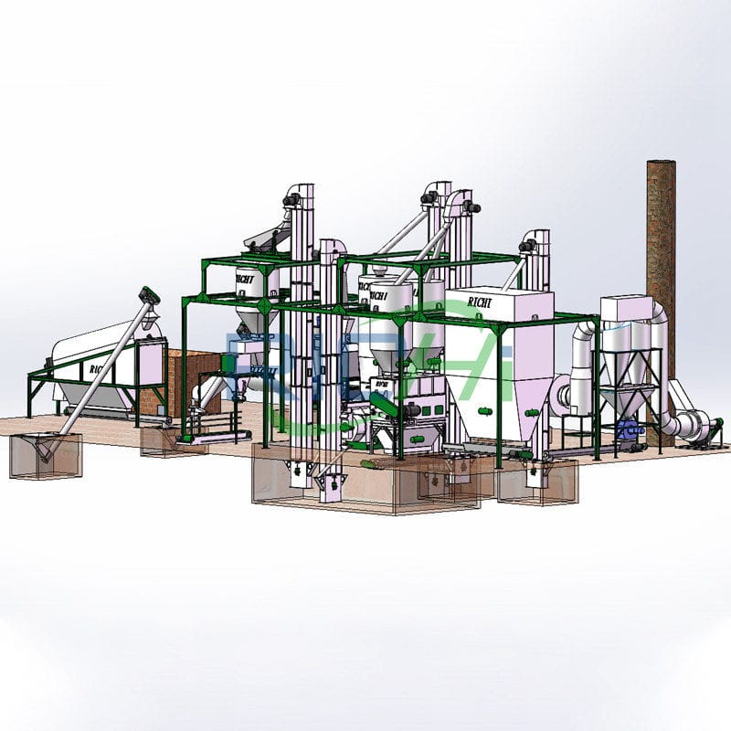 1-2t/h Complete coco peat pellet machine plant