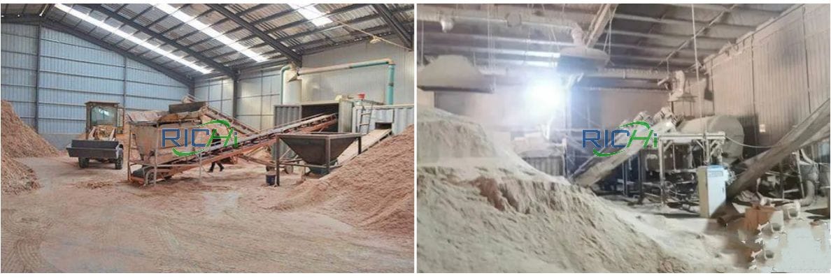 5tph wood pellet processing plant raw mateials warehouse