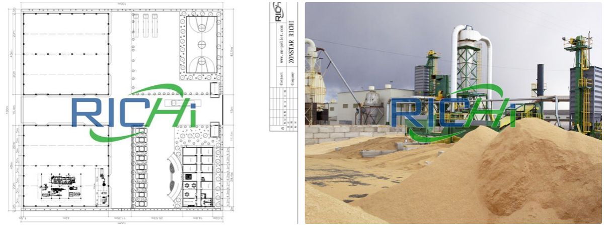 7.5 t/h wood pellet making equipment plant layout