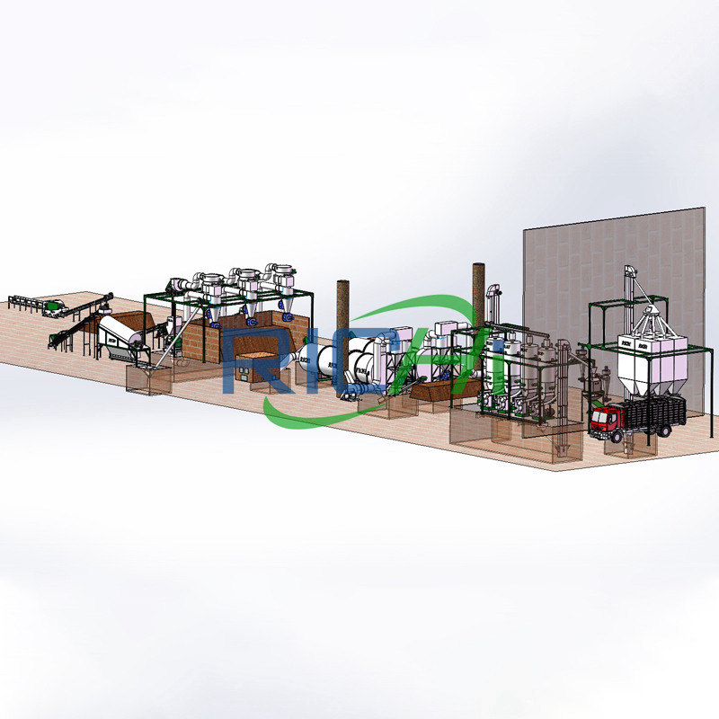 8T/H wood waste and wheat straw pellet machine plant process flow
