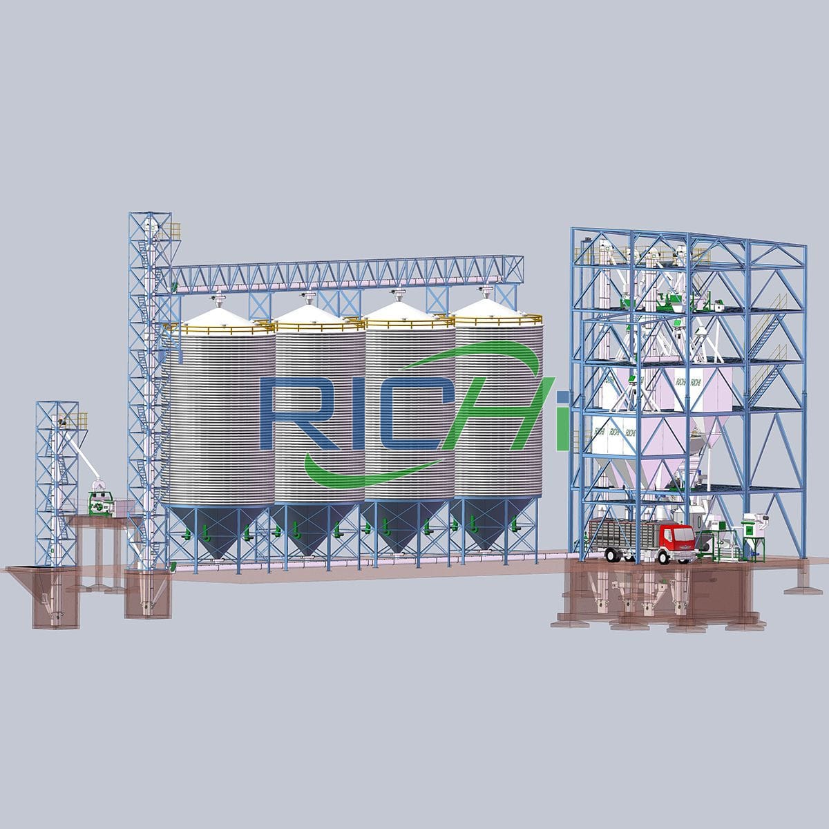 60-65 t/h large scale animal feed production line project design