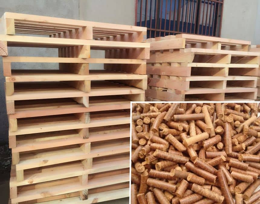 turning wood pallet into pellets