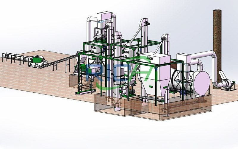 Технологическая схема завода по производству древесных гранул