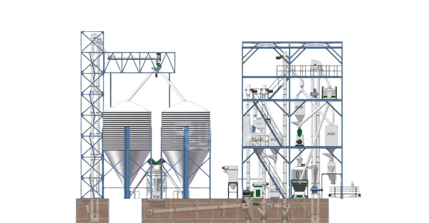 3-4tph animal feeds mill plant 3d design